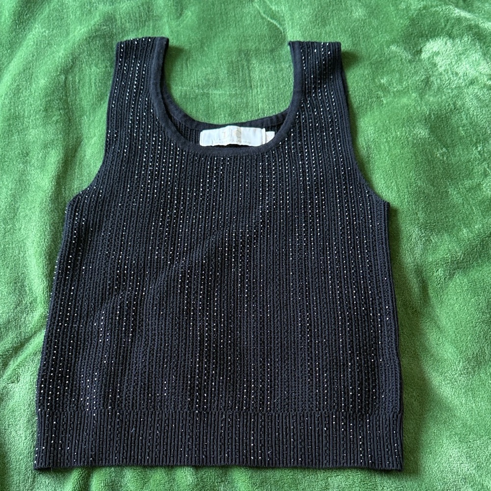Elegant Black Embellished Tank Top excellent condition